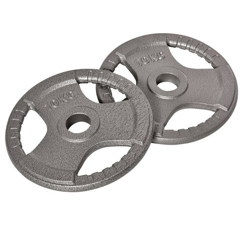 Gray homcom cast iron weight plates 10kg with textured finish hand grip and 2 inch centre hole for dumbbell bar