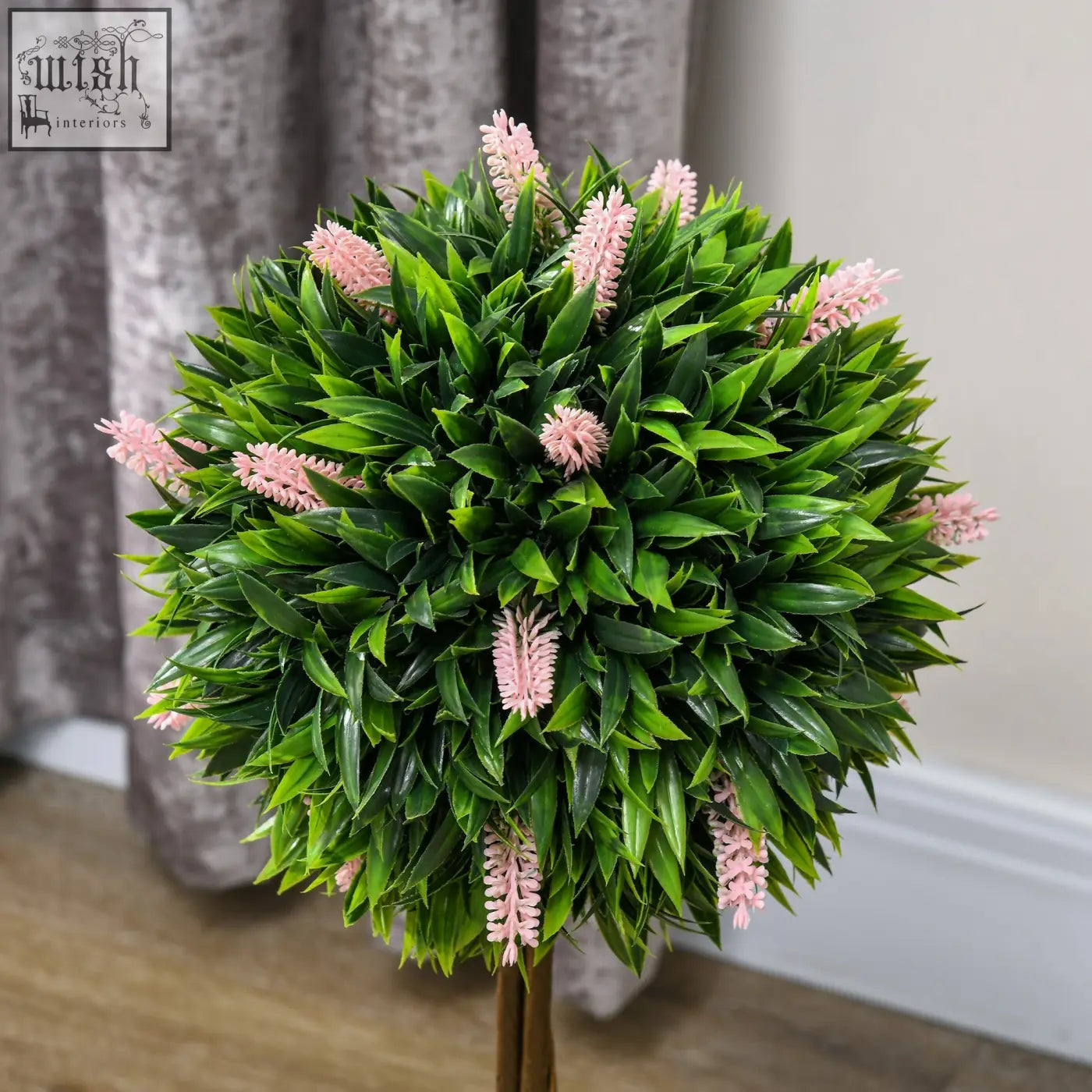 Homcom set of 2 low maintenance artificial ball-shape trees with pink lavender flowers for indoor outdoor decor