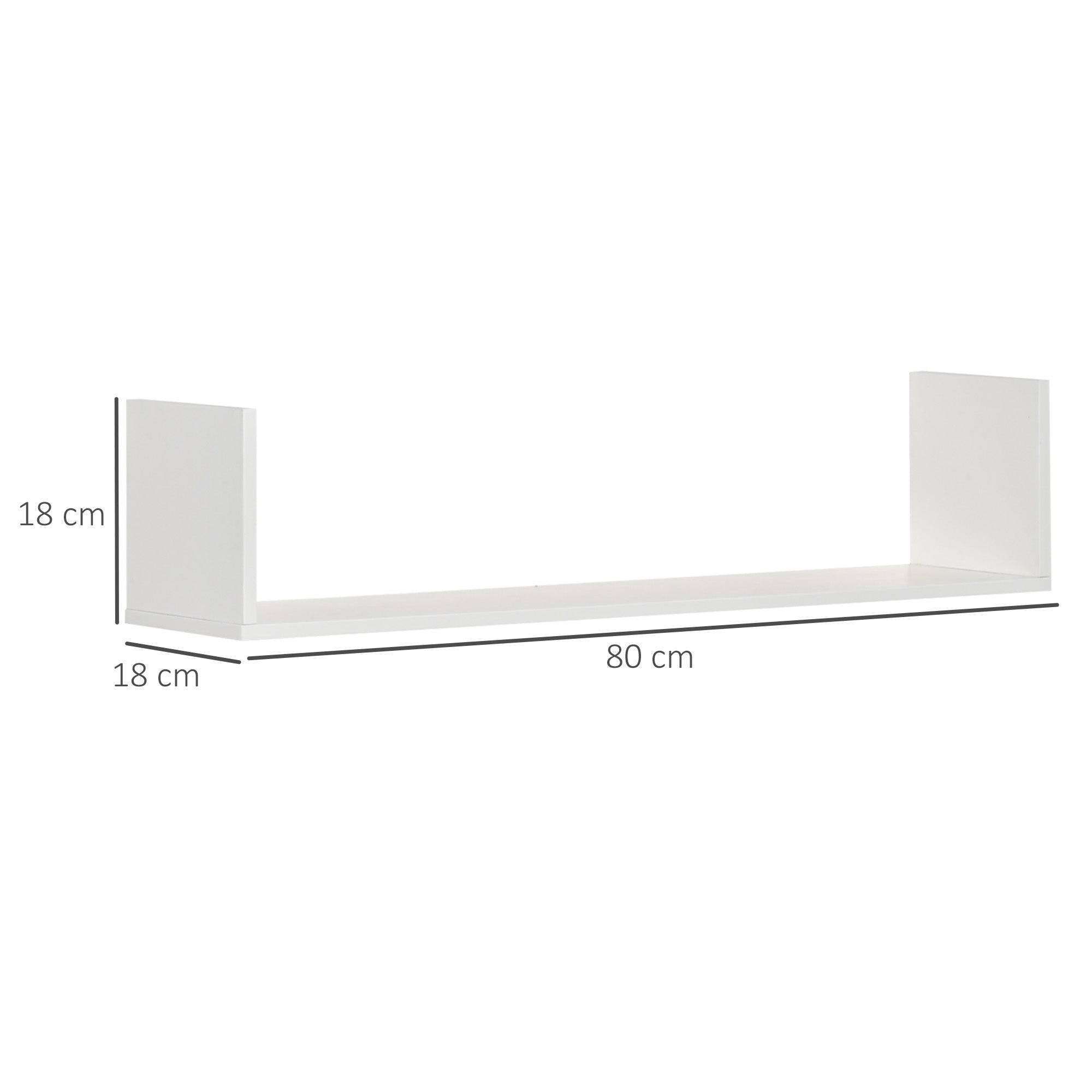 White minimalist wooden u-shaped floating shelves by HOMCOM with a modern design to save floor space in any room
