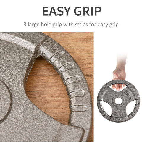 Gray 5kg plate with textured hand grip surface and large centre hole for easy handling in homcom dumbbell set