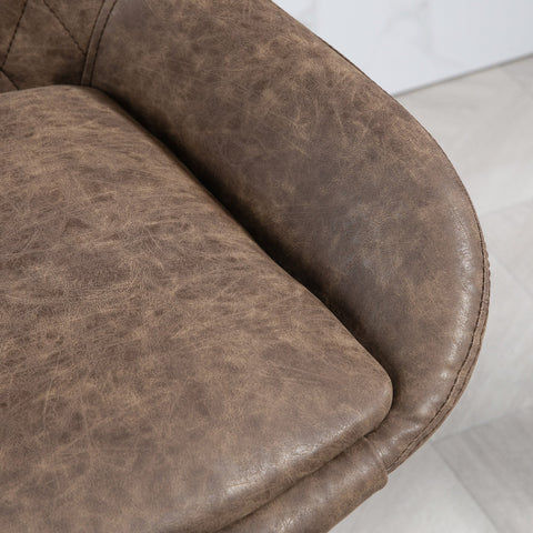 Brown faux leather armchair with distressed vintage finish and visible stitching in homcom faux leather upholstery set