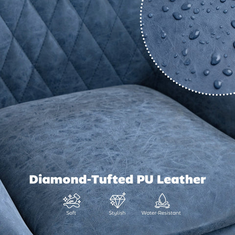 Homcom set of two dark blue faux leather bar stools with blue diamond-tufted faux leather upholstery cushions