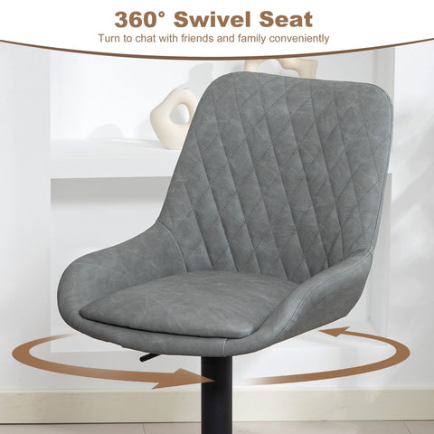 Gray quilted faux leather swivel bar stool with sleek modern design from HOMCOM set of two light grey faux leather upholstery