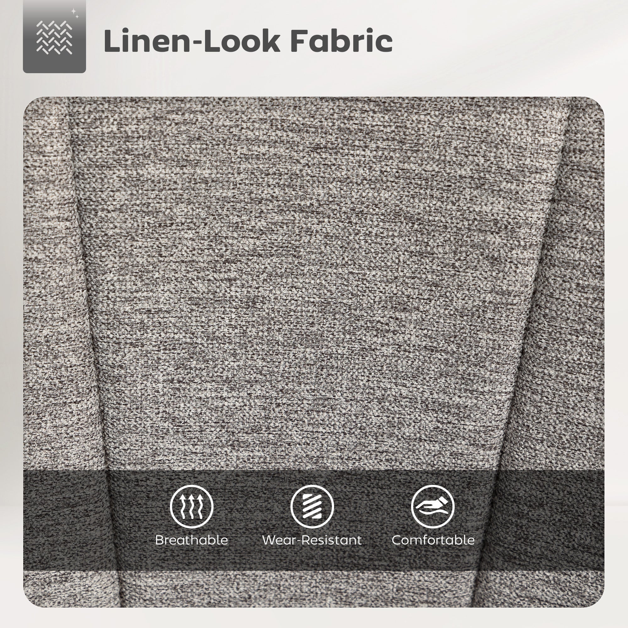 Grey linen-look fabric with a heathered weave on homcom set of two relaxed tub bar stools with maximum load capacity