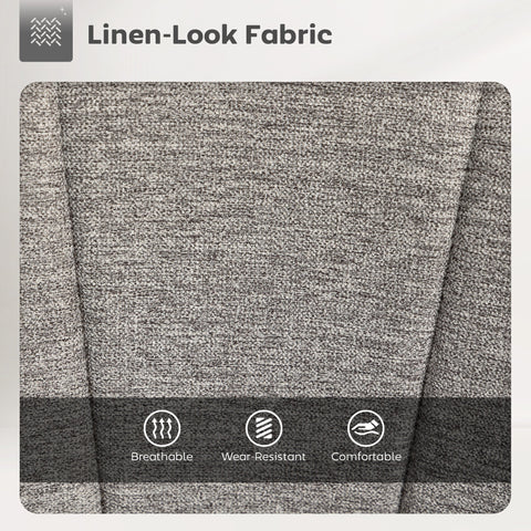 Grey linen-look fabric with a heathered weave on homcom set of two relaxed tub bar stools with maximum load capacity