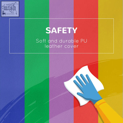 Soft and durable pu leather cover with safety label on multicoloured homcom seven-piece kids soft playset 55l x 40wcm