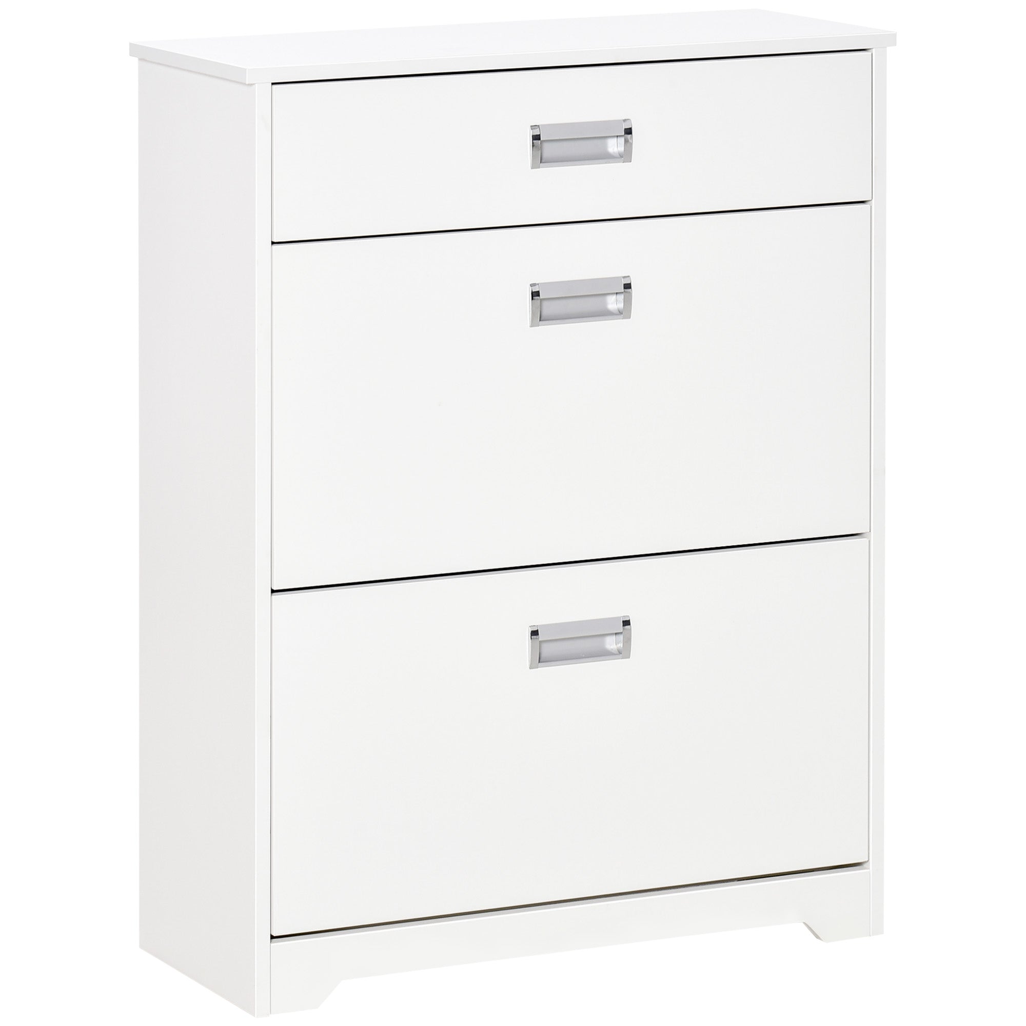 White homcom shoe cabinet with three drawers flip doors slim design and large storage for entryway shoes