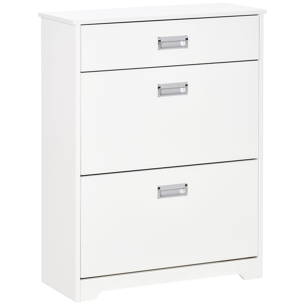 White homcom shoe cabinet with three drawers flip doors slim design and large storage for entryway shoes