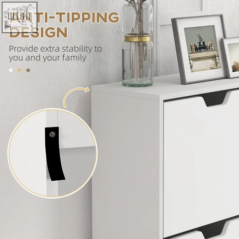 White and black homcom shoe storage cabinet with 4 flip drawers for organizing up to 16 pairs of shoes