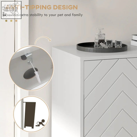 White homcom shoe cabinet with chevron patterned doors and anti-tipping design storing 12 shoe pairs