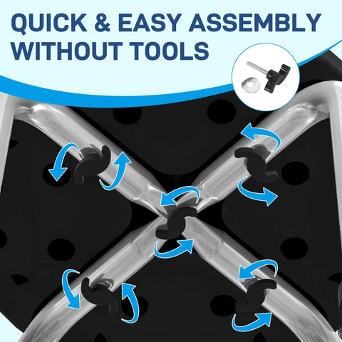 Black and silver aluminium homcom shower stool frame with quick-release connectors and suction pads to prevent water damage