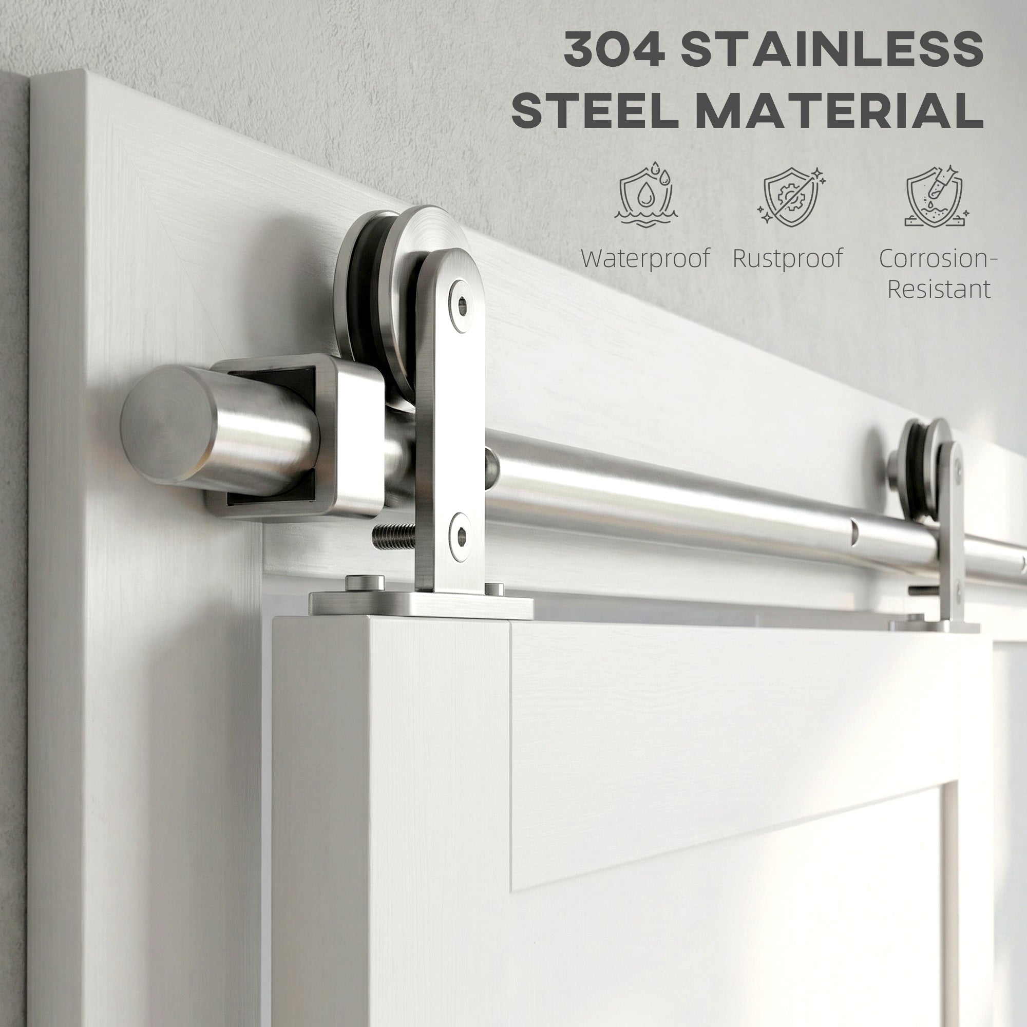 Silver tone homcom sliding door hardware kit made of heavy duty 304 stainless steel for 152 cm wide door