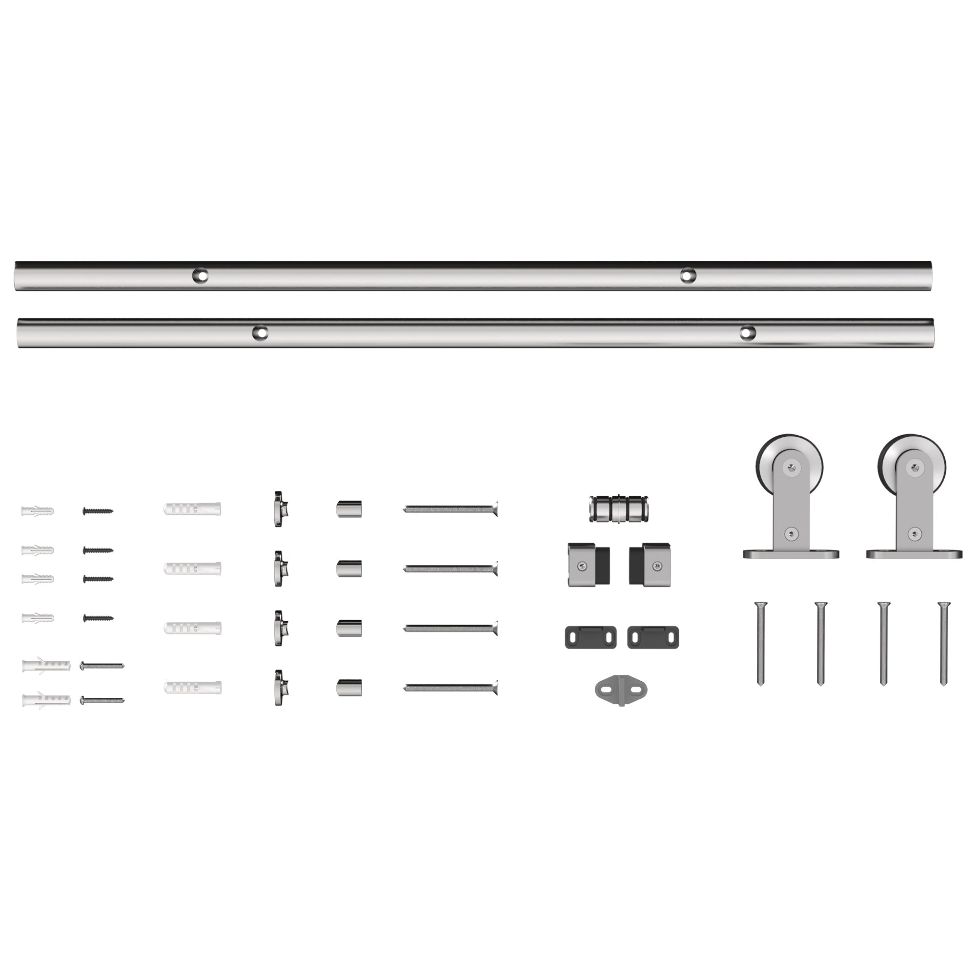 Silver-finished sliding door hardware kit by HOMCOM with heavy duty 304 stainless steel for sleek modern sliding door use