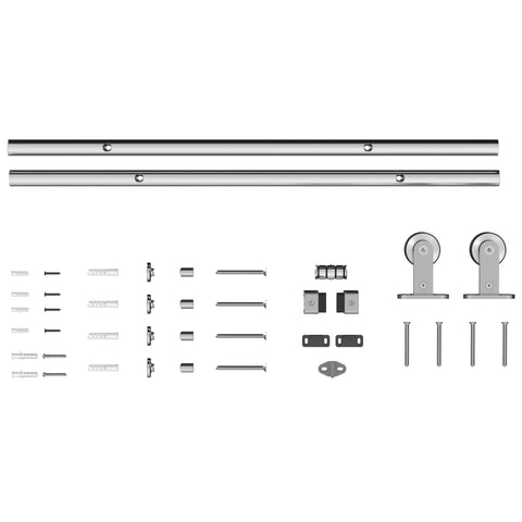 Silver-finished sliding door hardware kit by HOMCOM with heavy duty 304 stainless steel for sleek modern sliding door use