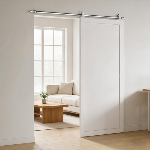 White sliding barn door with polished chrome 304 stainless steel sliding door hardware kit for 180cm track
