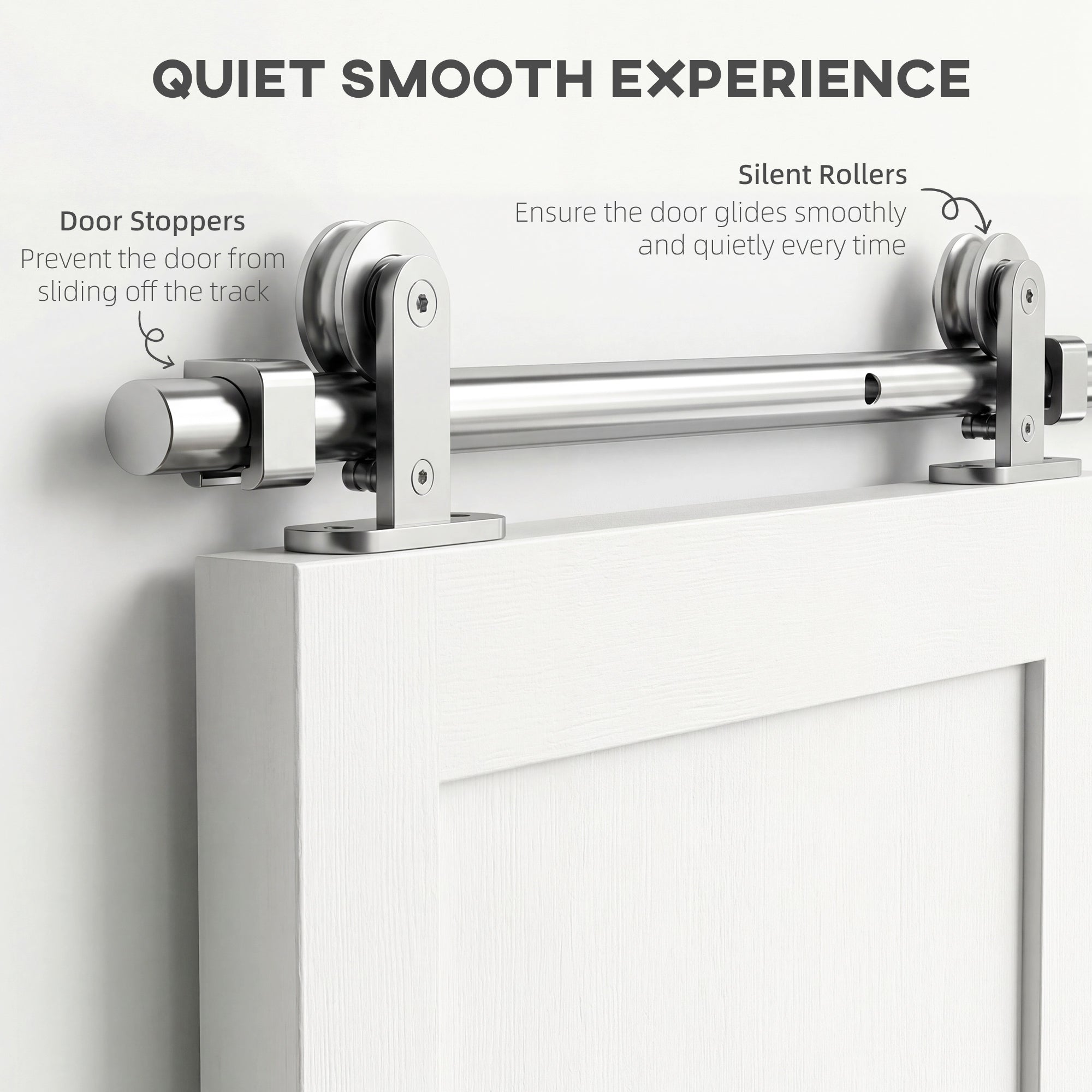 Homcom sliding door hardware kit in silver tone 304 stainless steel with silent rollers for smooth quiet sliding door use