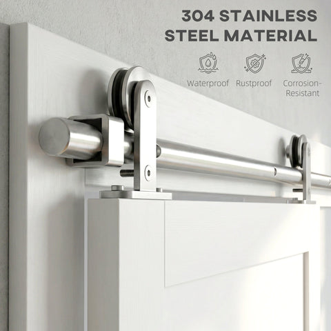 Silver-toned 304 stainless steel sliding door hardware kit with sleek modern design for 180cm track sliding door