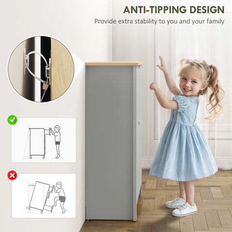 Gray wooden homcom slim shoe cabinet with light wood top anti tipping design particle board 72l x 26dcm
