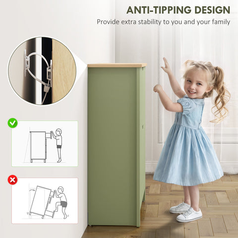 Olive green homcom slim shoe cabinet made of particle board with anti-tipping bracket fits 12 pairs 72l x 26dcm