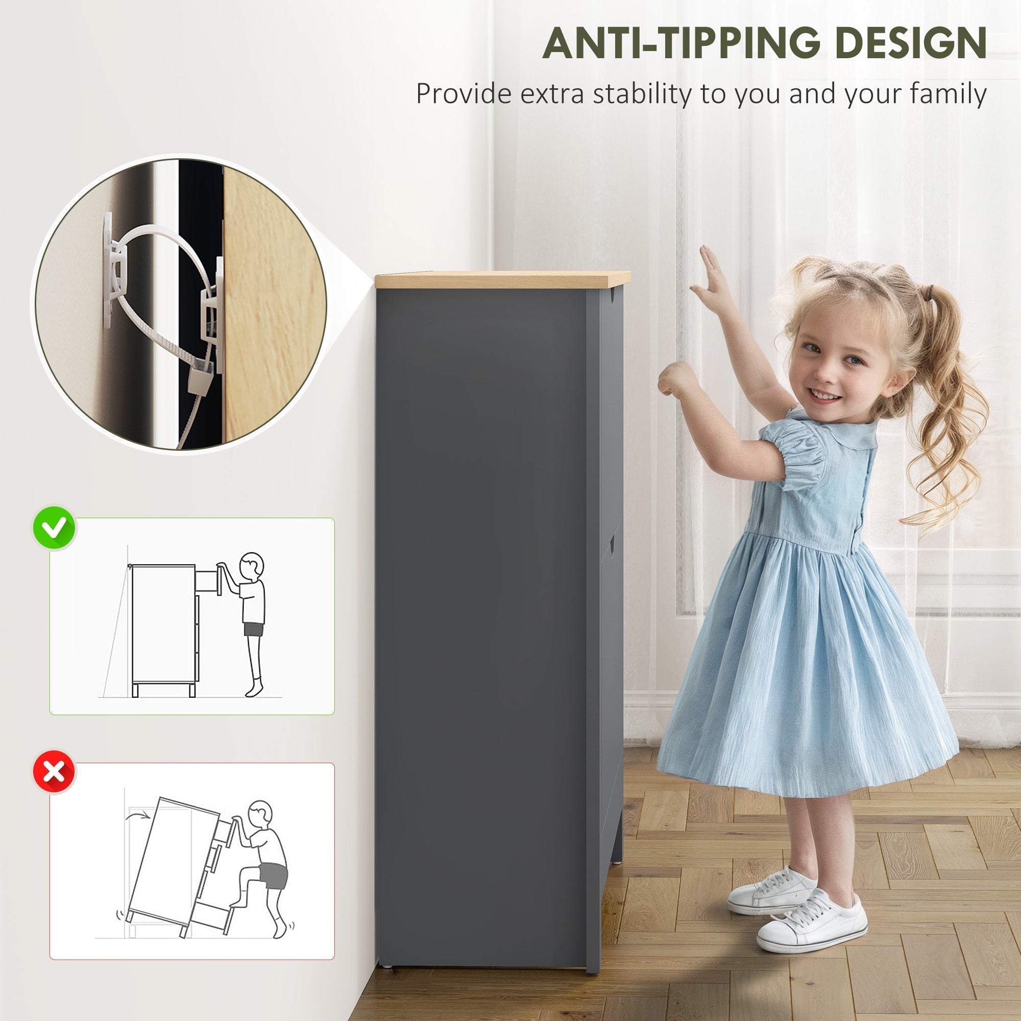 Gray wooden shoe cabinet with anti-tipping design for stability charcoal grey particle board slim shoe cupboard