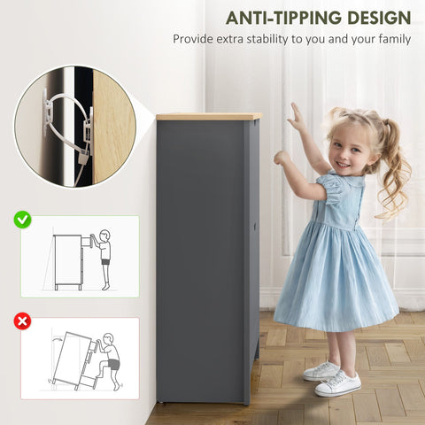 Gray wooden shoe cabinet with anti-tipping design for stability charcoal grey particle board slim shoe cupboard