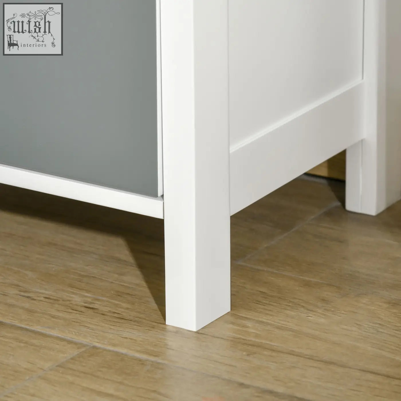 White painted wooden leg of homcom slim storage five drawers dresser with metal handles and smooth finish