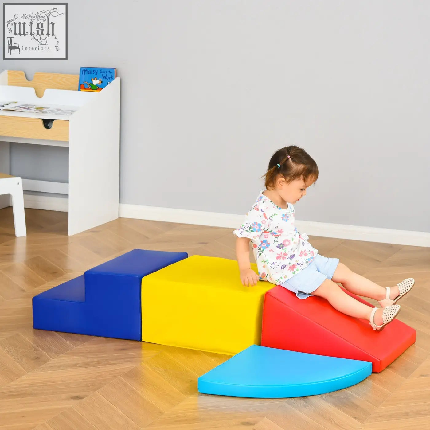Colorful HOMCOM soft play 4-piece epe foam block set with toddler stairs and ramp for baby preschooler fun