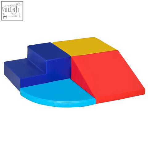 Colorful soft play 4-piece toddler stairs and ramp made of epe foam with block dimension for crawling and climbing fun