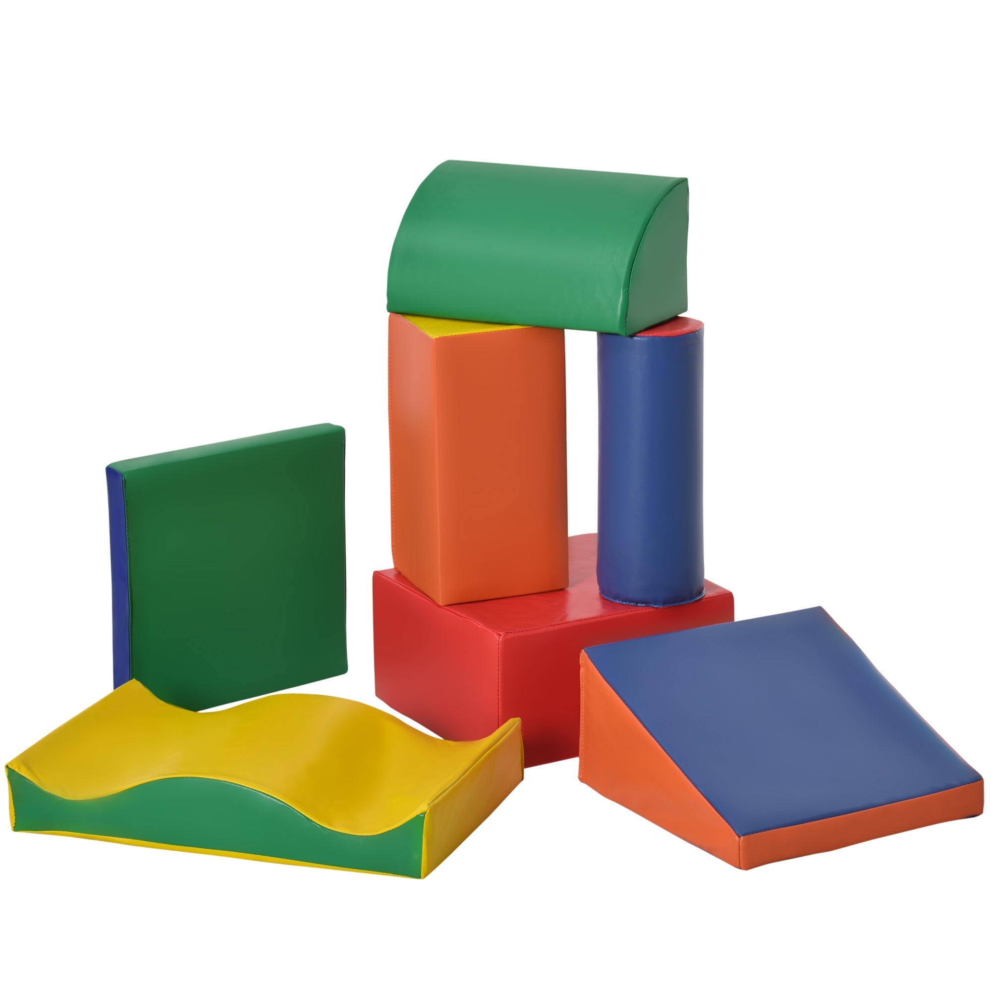 Set of colorful soft foam blocks in red green blue yellow and orange for toddler soft play 20h x 40l building and stacking