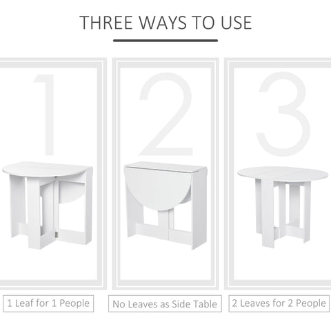 White foldable dining table with sturdy wooden legs and minimalist design perfect for small space dining areas