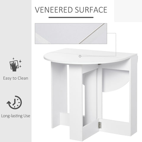 White veneered foldable corner table with sleek modern design ideal for small space folding dining table use
