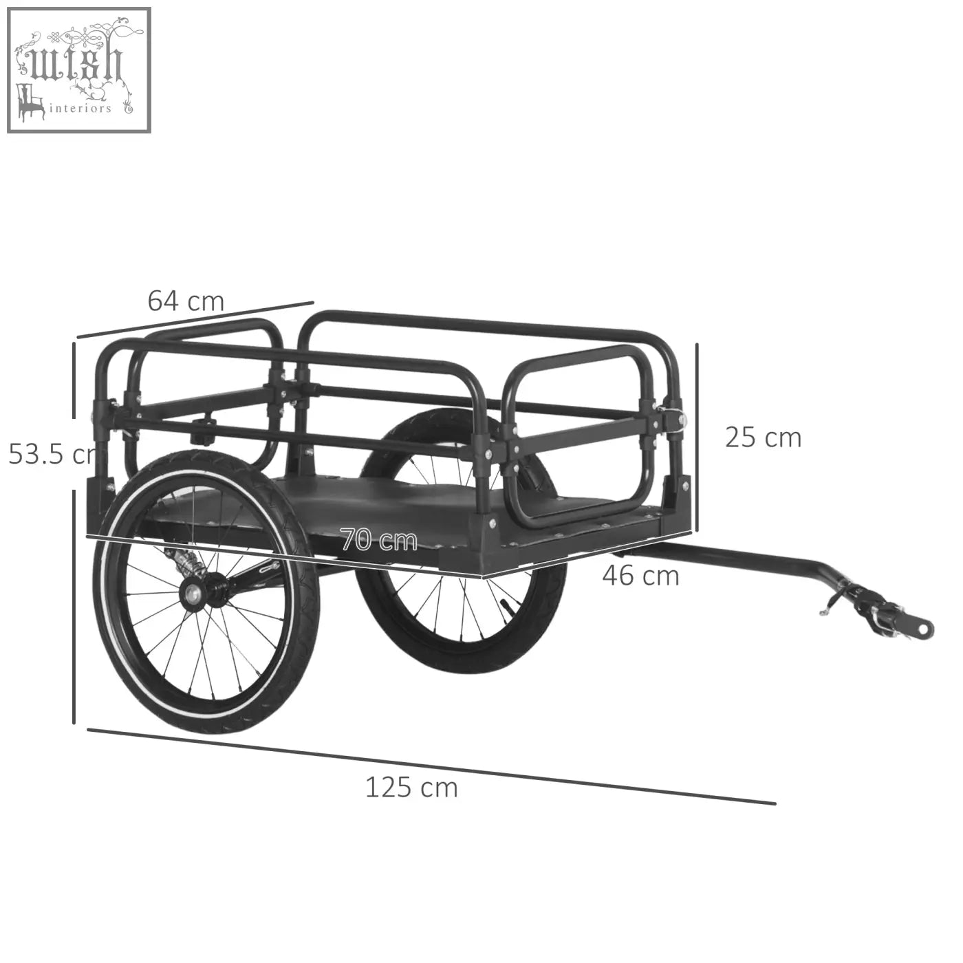 Black homcom steel bike trailer with two wheels flatbed featuring triple safety and shock absorption for outdoor use