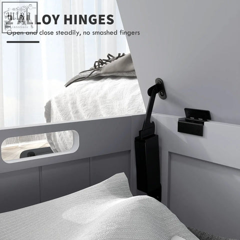 Black alloy hinge on homcom storage chest for smooth and safe opening in living room storage chest design