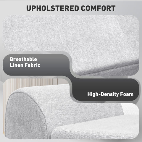 Light grey homcom storage ottoman with breathable linen cushion and high-density foam for bedroom and living room use