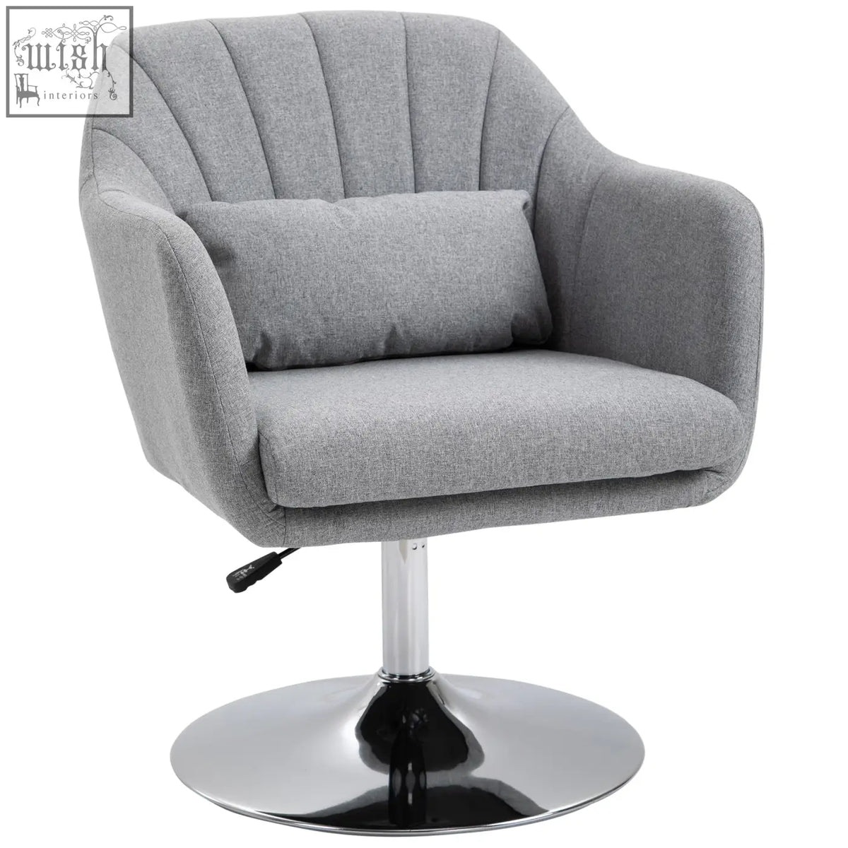 Light grey homcom swivel linen fabric accent chair with adjustable height and cushioned seat cushion for living room