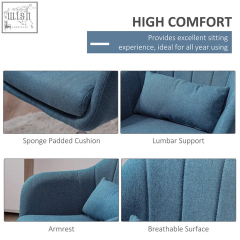 Blue upholstered accent chair with sponge-padded seat cushion and adjustable height for living room or office use