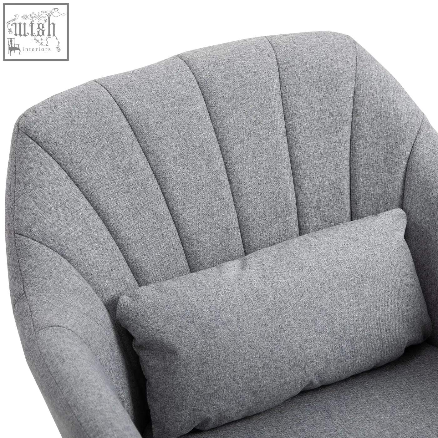 Light grey homcom swivel linen fabric armchair with tufted back adjustable height and thick seat cushion