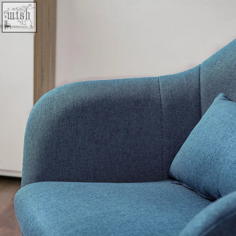 Blue upholstered accent chair with textured fabric seat cushion and adjustable height for living room or office