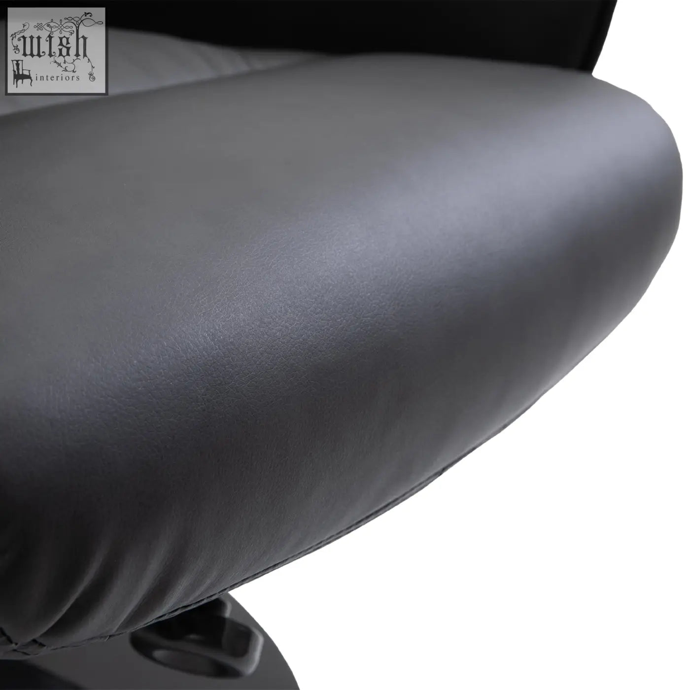 Black leather office chair armrest with smooth padded surface on homcom swivel recliner with faux leather upholstery