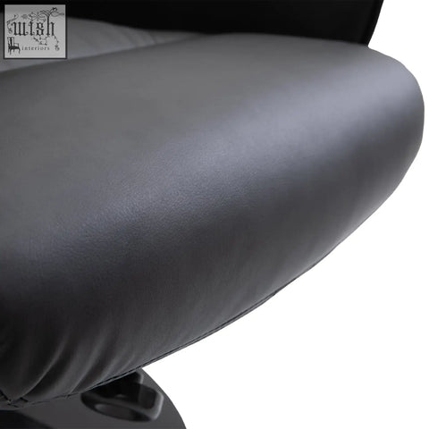 Black leather office chair armrest with smooth padded surface on homcom swivel recliner with faux leather upholstery