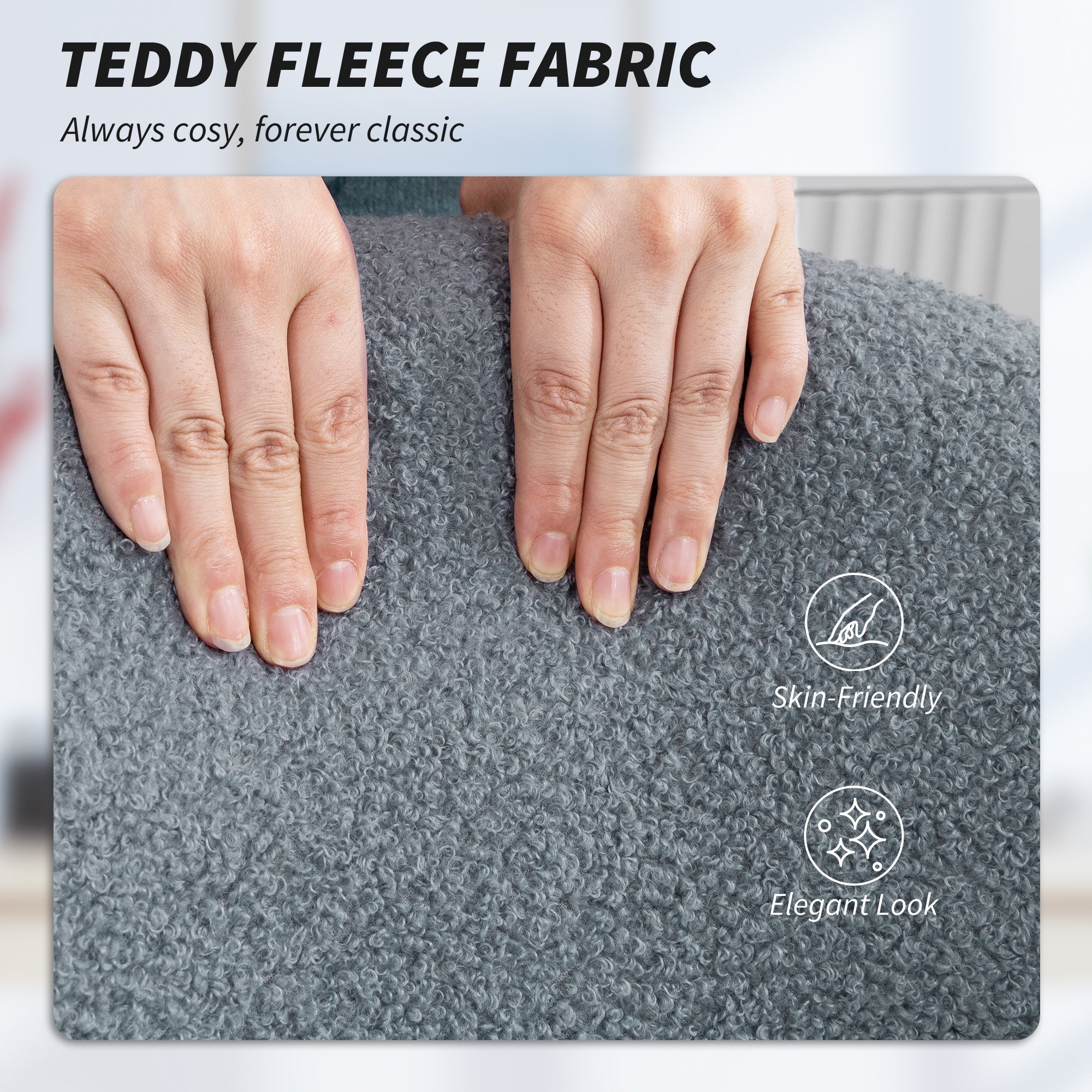 Grey HOMCOM office chair with soft plush teddy fleece fabric for a comfy and stylish workspace seating