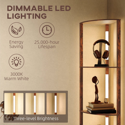 Homcom floor lamp with warm white dimmable led strips and three-level adjustable brightness start enjoying cozy light