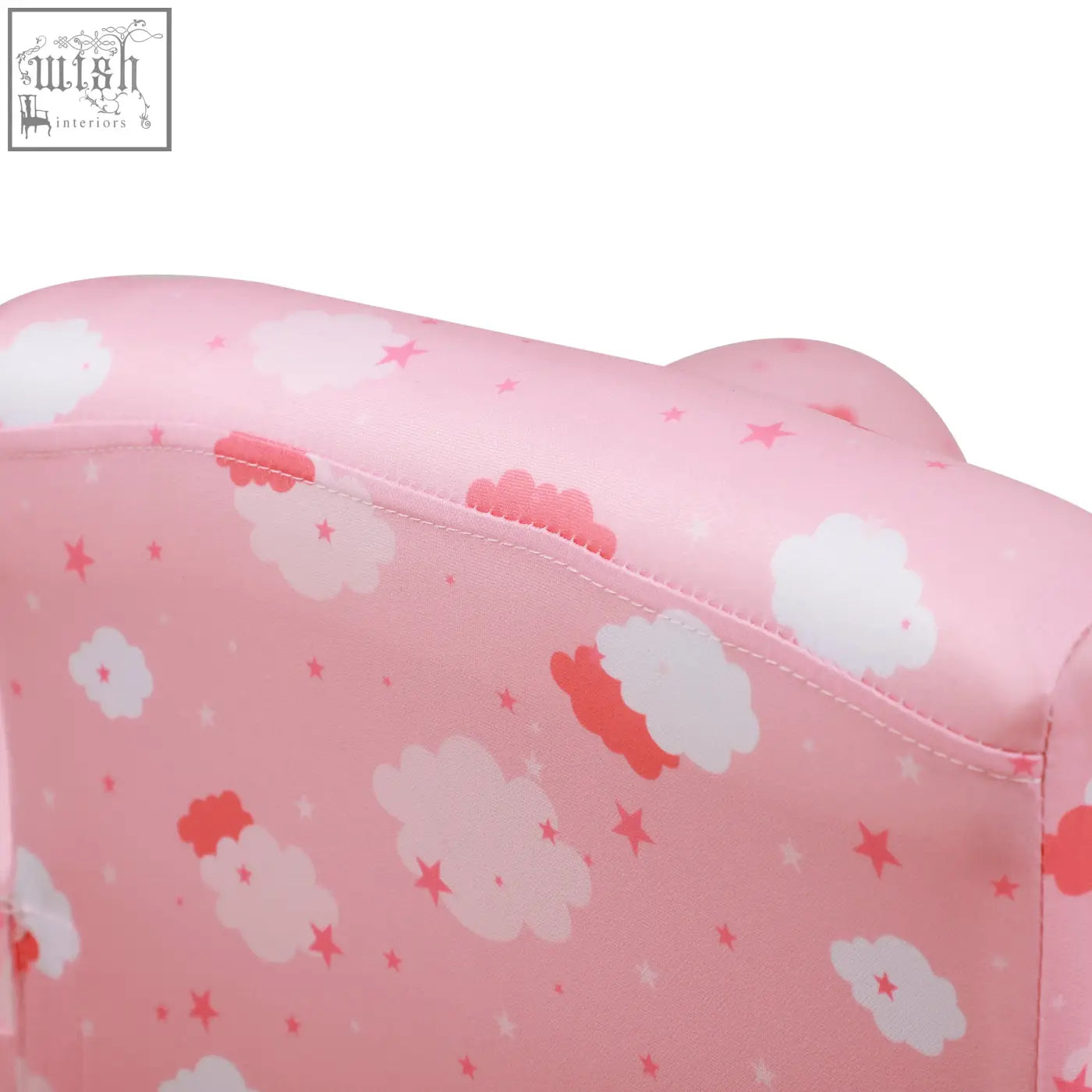 Pink cute cloud upholstery toddler chair with wood frame soft padded seat and star pattern for bedroom or playroom