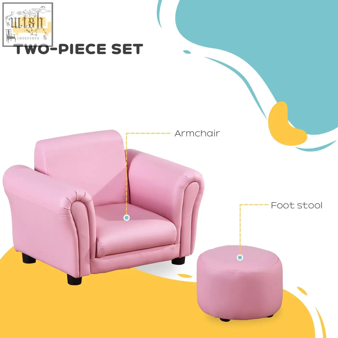 Pink homcom toddler kids sofa single seater with rounded arms black legs for extra comfort and playroom use