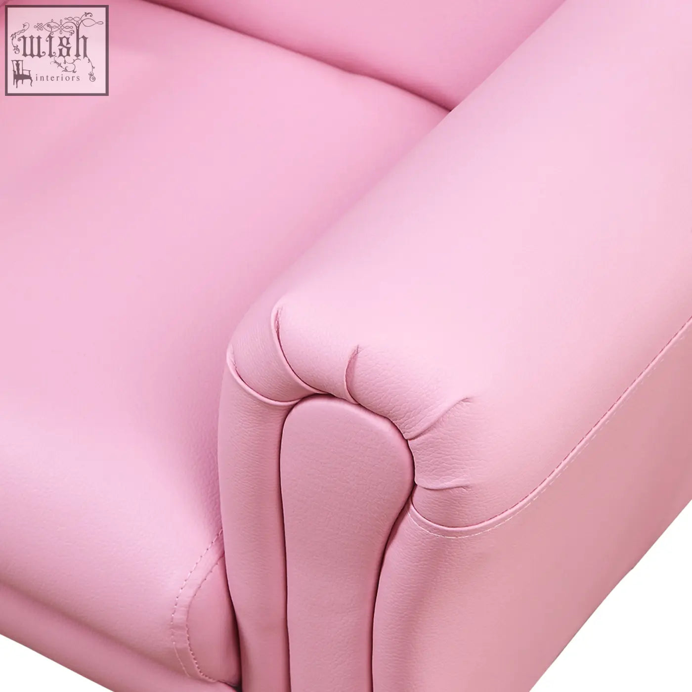 Pink leather armrest with smooth finish and subtle stitching on HOMCOM kids sofa set for extra comfort