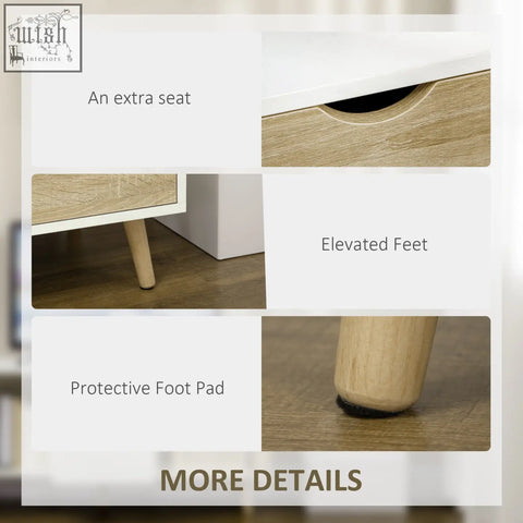 Modern homcom tv unit with white and wood-grain side table, tapered wooden legs, perfect for living room storage