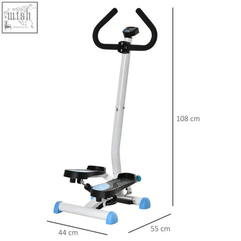 Homcom twister stepping machine with adjustable resistance blue foot pads and lcd monitor for lower body workout