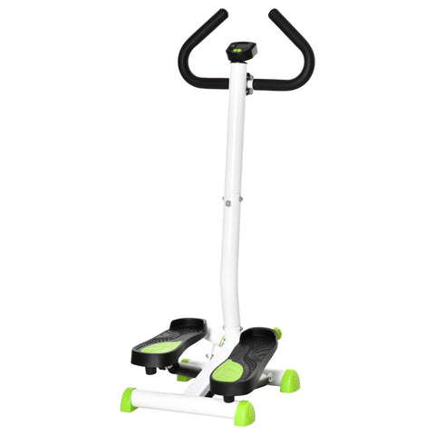 Homcom twister stepper in white and lime green with black pedals features an lcd screen and step count display 44w x 108h