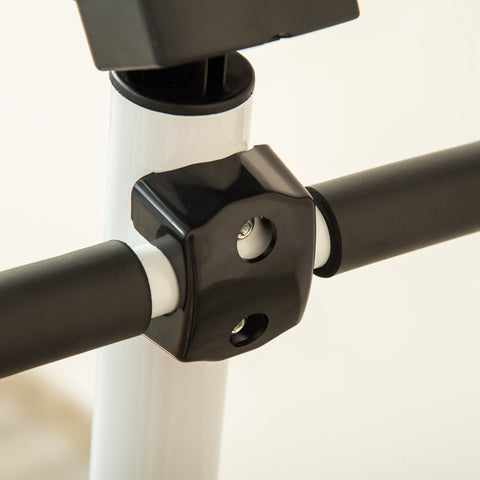 Black plastic joint connecting two rods to white pole of homcom twister stepper with lcd screen and step count display