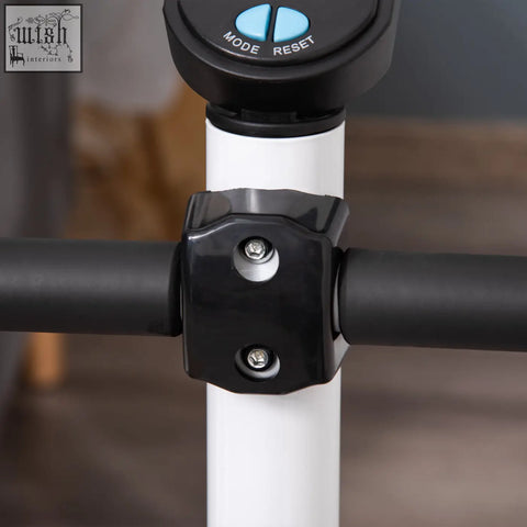 Black and white homcom twister stepping machine frame with lcd monitor and adjustable resistance blue buttons